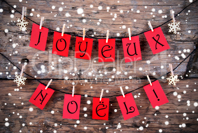 Snowy Christmas Background with the Words Joyeux Noel
