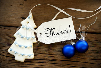 Christmas Background with Merci Label