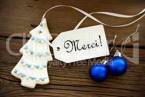 Christmas Background with Merci Label