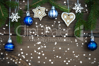 Christmas Decorations with Snow and Copy Space