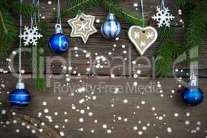 Christmas Decorations with Snow and Copy Space