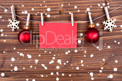 Christmas Decoration with Label with Copy Space on Wood