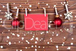 Christmas Decoration with Label with Copy Space on Wood