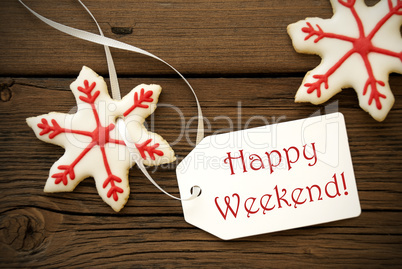 Christmas Star Cookies with Happy Weekend Label