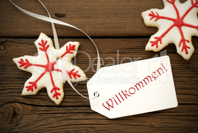 Christmas Star Cookies with Willkommen Label