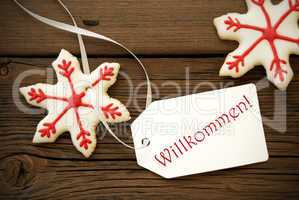 Christmas Star Cookies with Willkommen Label