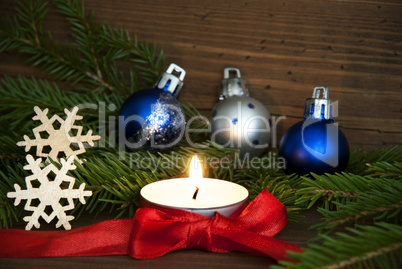 White Candle with Christmas Decoration