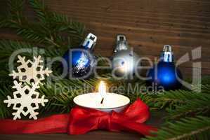 White Candle with Christmas Decoration