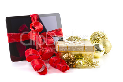 Tablet pc with Christmas decorations