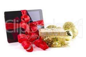 Tablet pc with Christmas decorations