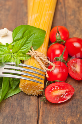 Italian spaghetti pasta tomato and basil