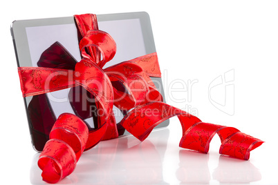 tablet pc with christmas decorations