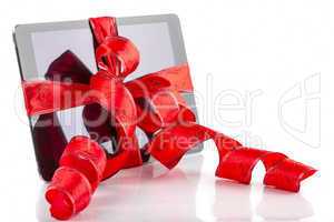 tablet pc with christmas decorations
