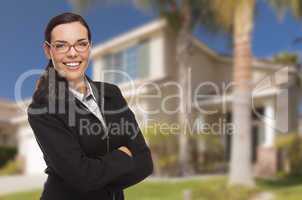 Mixed Race Woman in Front of Residential House