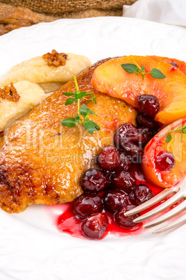 Duck breast with cranberry