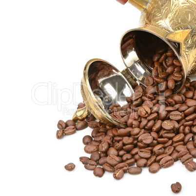 coffee pot and coffee beans