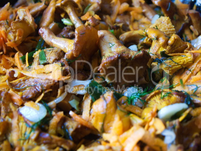 fried mushrooms with vegetables