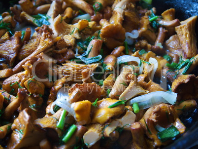 fried mushrooms with vegetables