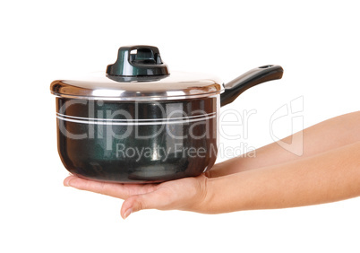 Hand's holding pot.