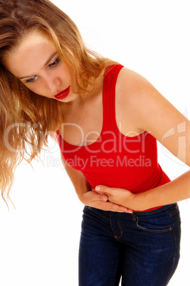 Woman with stomach pain.