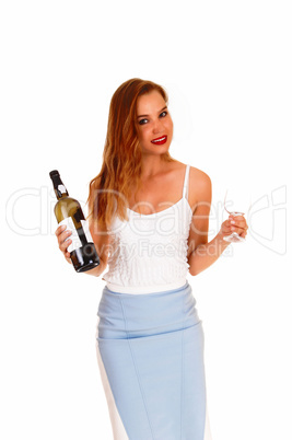 Woman serving wine.