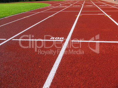 Red racetrack on the stadium