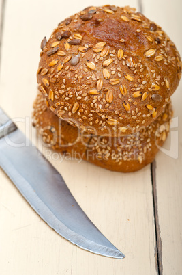 organic bread over rustic table