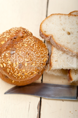 organic bread over rustic table