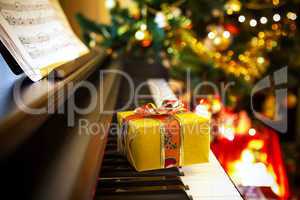 Christmas gift on piano