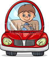 boy in car cartoon illustration