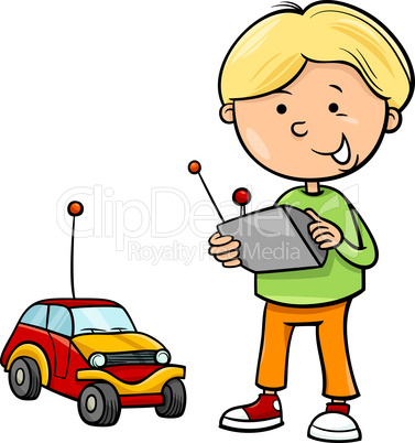 boy and remote car cartoon