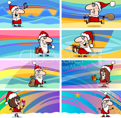 cartoon greeting cards with santa claus