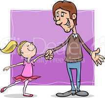 father and daughter cartoon illustration