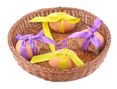 Easter eggs in a wicker basket