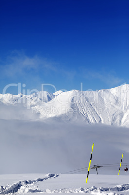 Snowy slope with new fallen snow