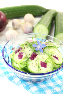 Gurkensalat mit Borretschblüte