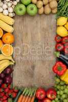 Gesundes Obst, Früchte und Gemüse mit Textfreiraum