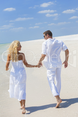 Man Woman Couple Holding Hands Running Beach