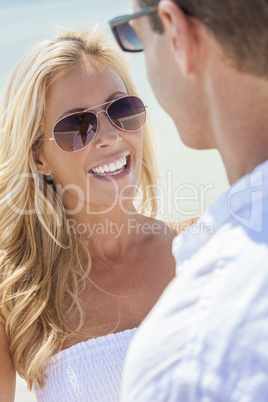 Man Woman Couple In Sunglasses on Beach