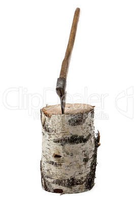 Photo of axe in the birch stump