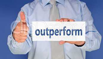 outperform - Businessman with thumb up