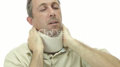 Male In Neck Support Brace With Pain