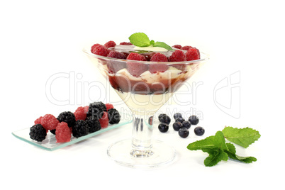 Schichtdessert mit Heidelbeeren