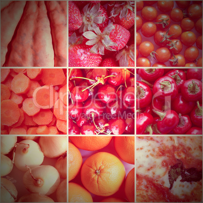 Retro look Red food collage