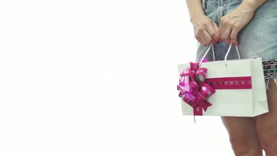 Girl Skirt Gift Bag Pink Copyspace