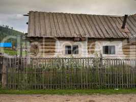 old weathered traditional log cabin, Markakol, Kazakhstan