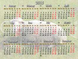 calendar for 2015 year with sheep on the background