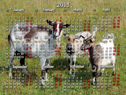 calendar for 2015 year with goats