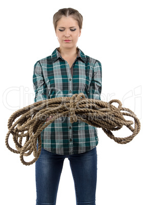 Photo of woman looking at twine