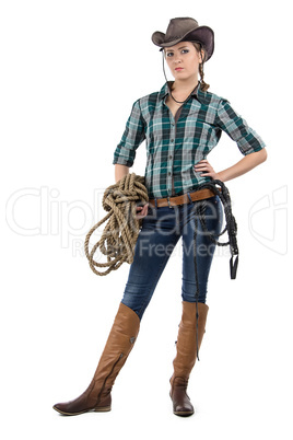Portrait of cowgirl with the twine